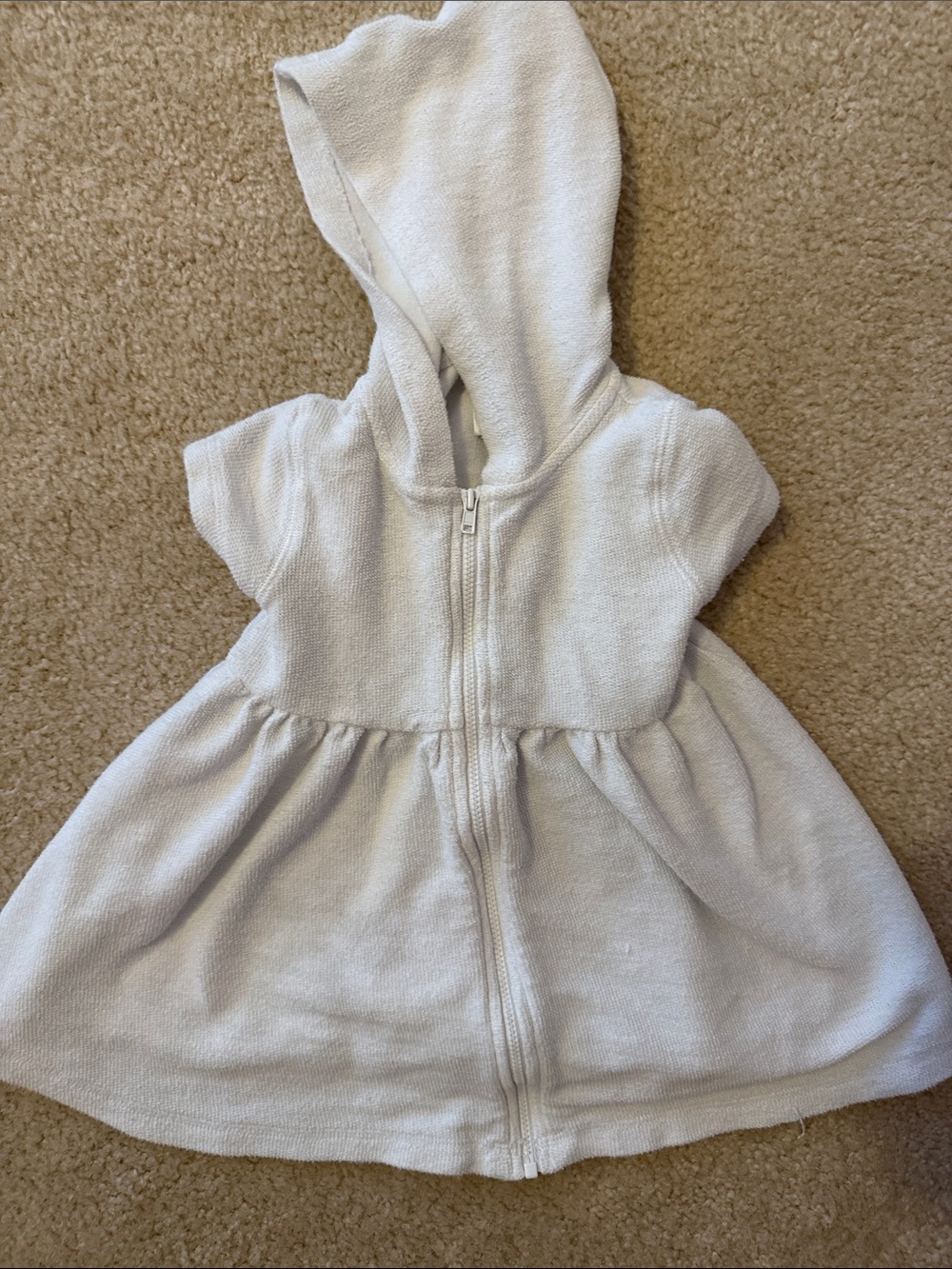 Tucker + Tate White Hooded Kids Swim Coverup Dress 18M short sleeve terry cloth